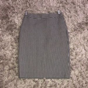 Blue and white striped skirt